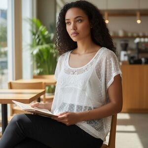 Love Stitch Sheer Top Size Small